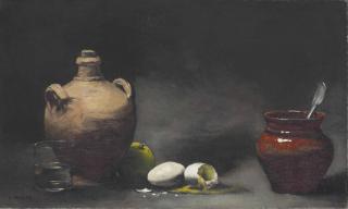 Théodule Augustin Ribot - Still Life with Jugs and Eggs