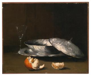 Théodule Ribot - Still Life with Bowl, Glass and Orange