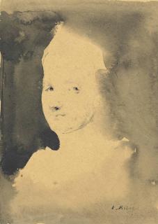 Théodule Ribot - Study Of A Head; And Female Figure Walking Down A Staircase