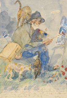 Théophile Alexandre Steinlen - Autoportrait aux chats