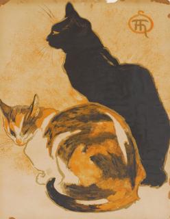 Théophile Alexandre Steinlen - Deux chats, affiche pour l\'exposition de l\'artiste à la Bodinière