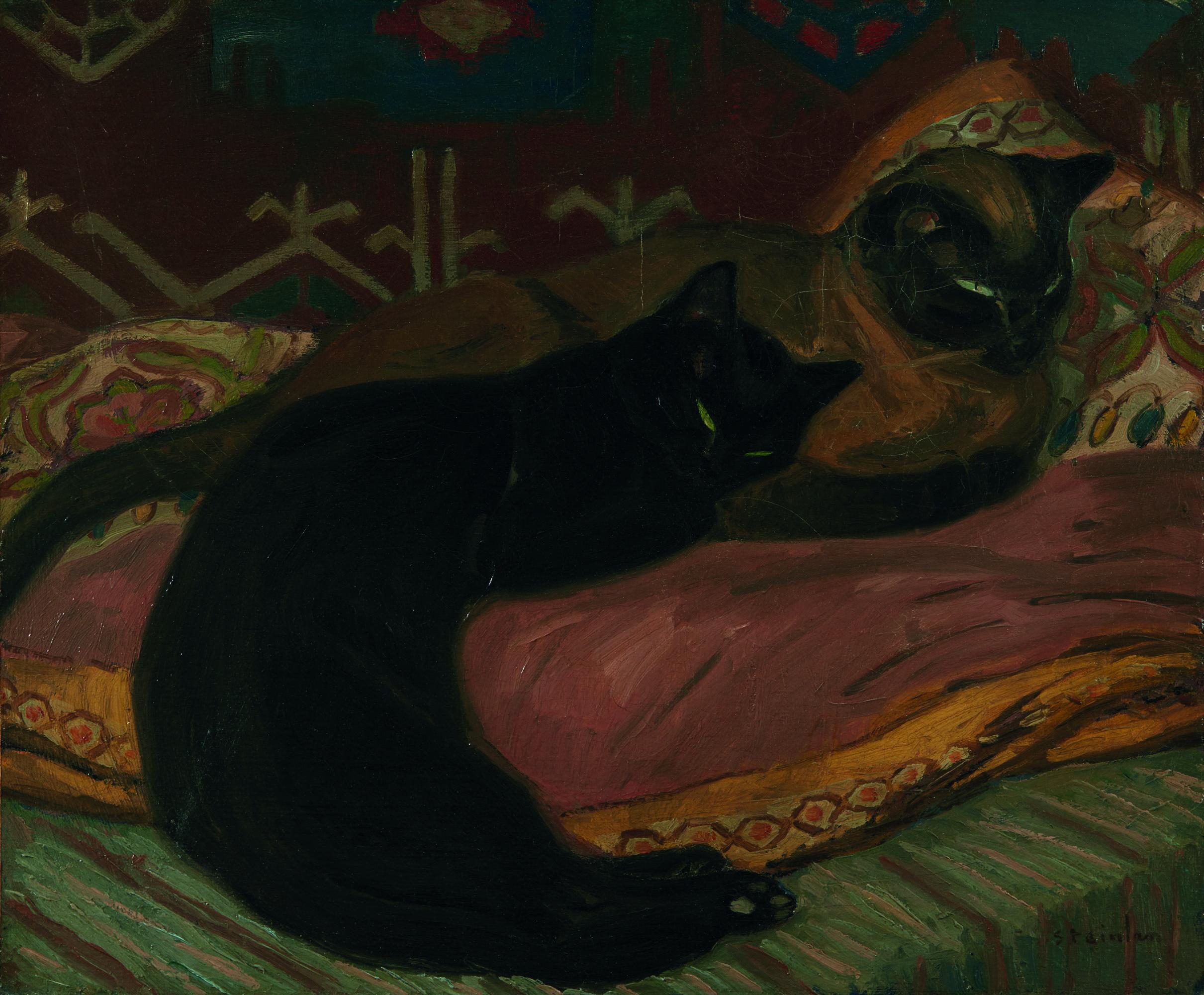 Théophile Alexandre Steinlen - Deux Chats Couchés Sur Un Canapé