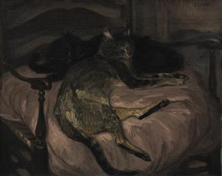 Théophile Alexandre Steinlen - Deux Chats Se Reposant Dans Un Fauteuil