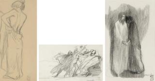 Théophile Alexandre Steinlen - Femme nue (recto); Études de visage (verso)