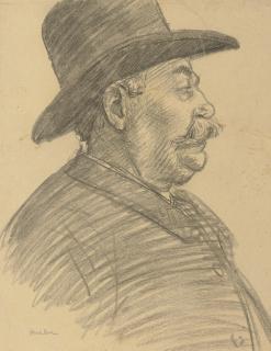 Théophile-Alexandre Steinlen - Head of a man, with moustache in profile to the right