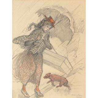Théophile Alexandre Steinlen - La Livreuse Sous La Pluie Delivery Woman In The Rain