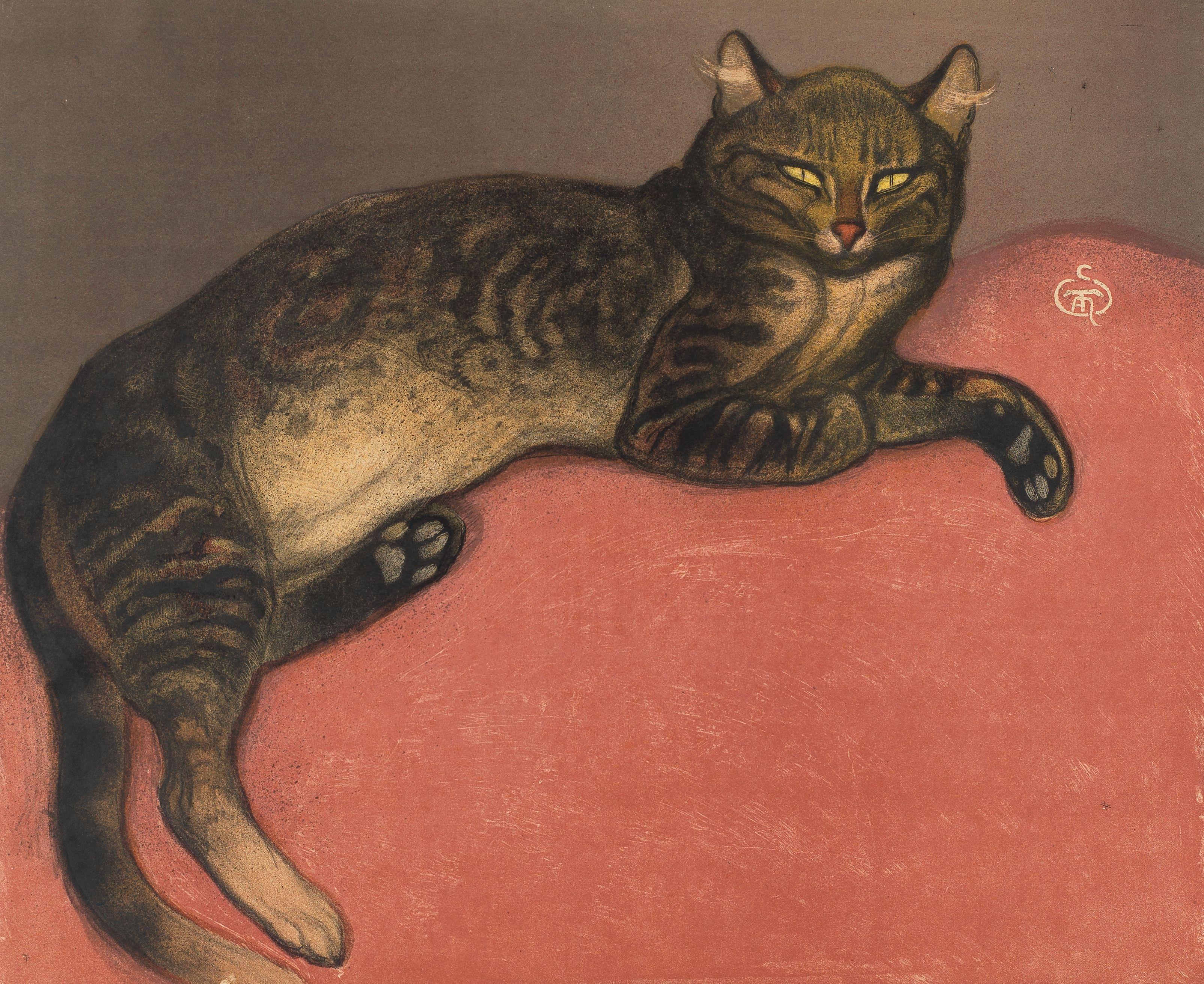 Théophile Alexandre Steinlen - L\'Hiver, Chat sur un Coussin