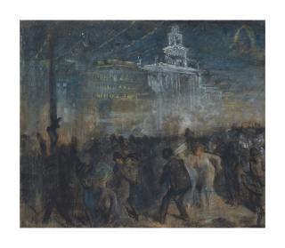 Théophile Alexandre Steinlen - Paris, scène de bal devant l\'Hôtel de Ville