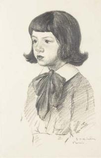 Théophile-Alexandre Steinlen - Un enfant à mi-corps tourné vers la gauche portant une chemise avec un noeud