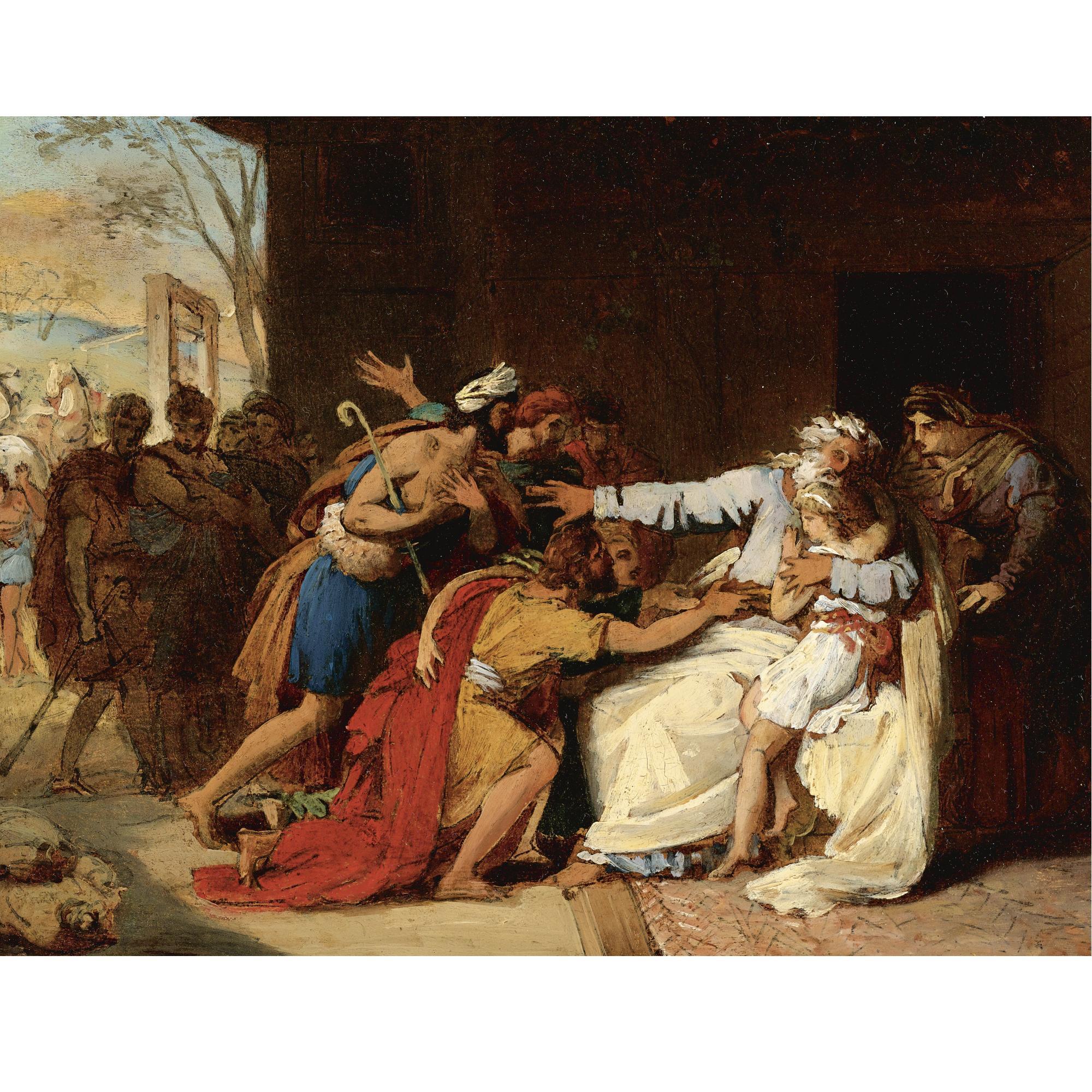 Théophile Auguste Vauchelet Paris - Jacob Refusing To Send Benjamin Away