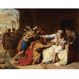Théophile Auguste Vauchelet Paris - Jacob Refusing To Send Benjamin Away