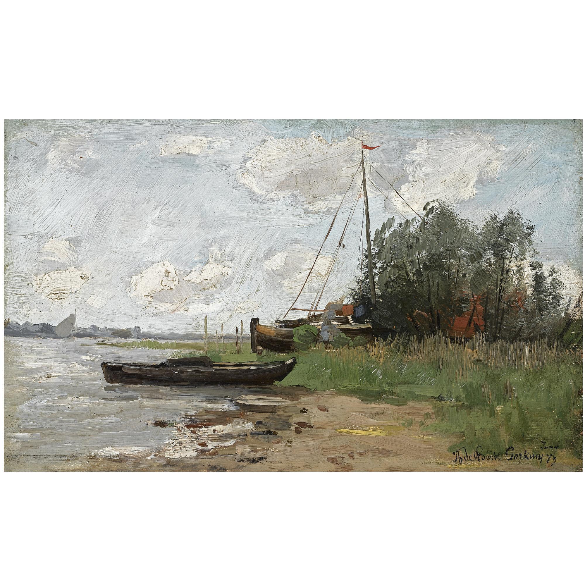 Théophile de Bock - Dutch On The Riverbank Near Gorkum