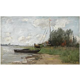 Théophile de Bock - Dutch On The Riverbank Near Gorkum