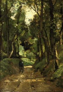 Theophile de Bock - Man with wheelbarrow in the forest