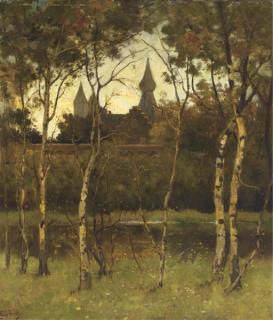 Theophile Emile Achille De Bock - A View Of Castle Doorwerth From The Grounds