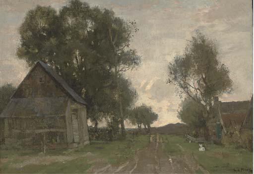 Théophile Emile Achille de Bock - Farm buildings, the end of the day