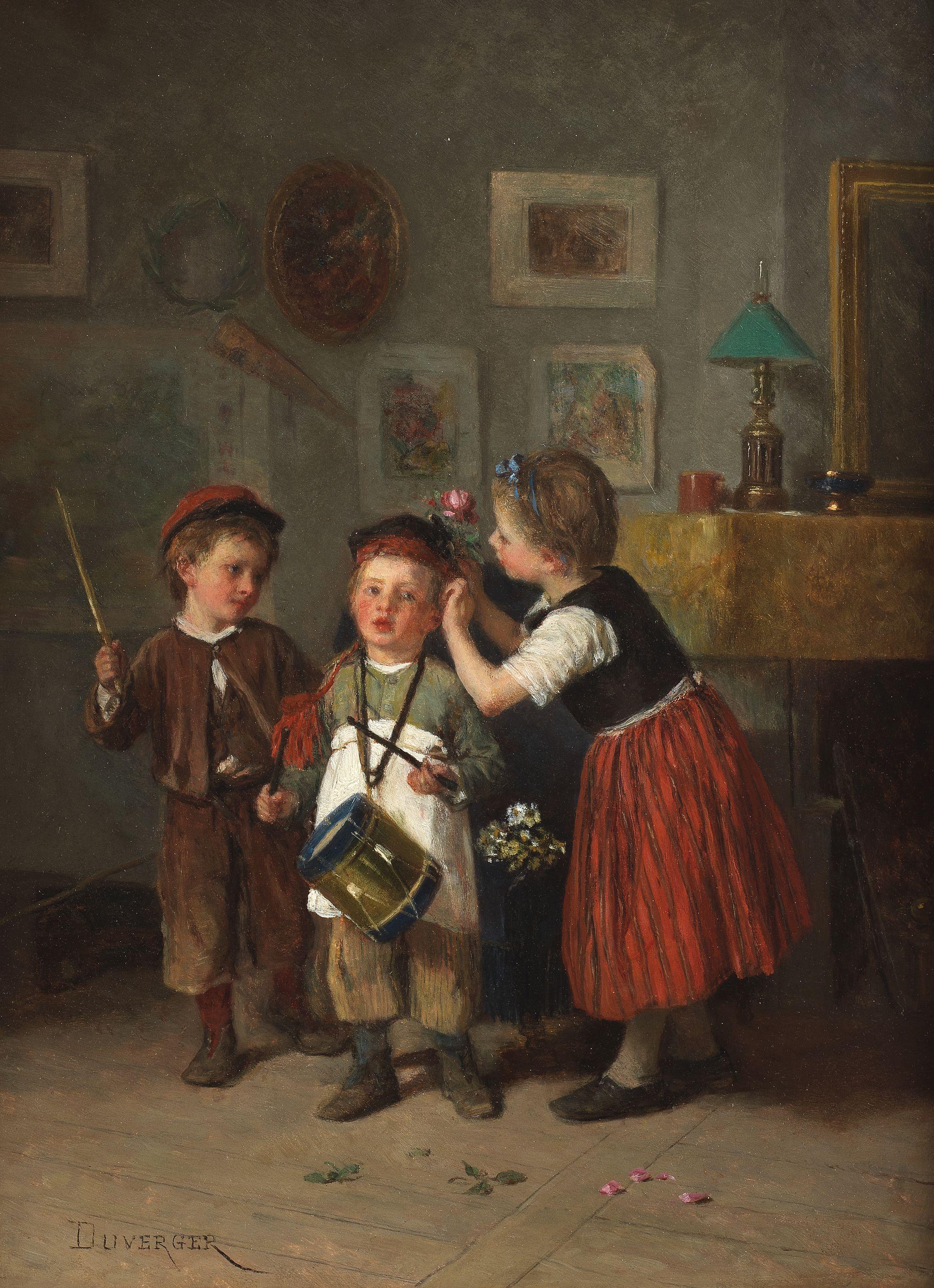 Théophile Emmanuel Duverger - The Drummer Boy; The School Mistress each 33 x 24.5cm (13 x 9 5/8in). (2)