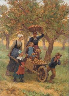 Theophile-Louis Deyrolle - Harvesting Apples