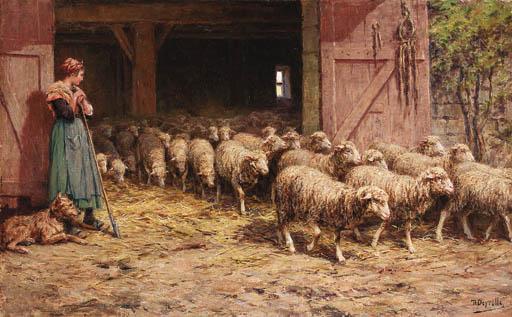 Theophile-Louis Deyrolle - The morning walk to pasture