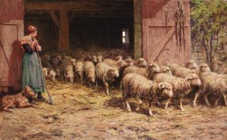 Theophile-Louis Deyrolle - The morning walk to pasture