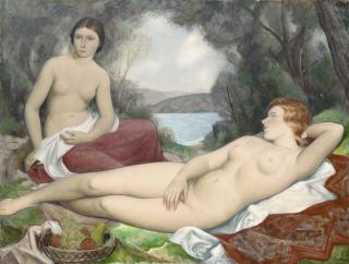 Théophile Robert - Deux Baigneuses Avec Corbeille De Fruits