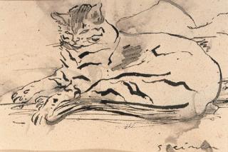Théophile Steinlen - Un chat sur un coussin