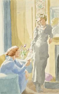 Thérèse Lessore - Lady Pansy And A Companion In An Interior