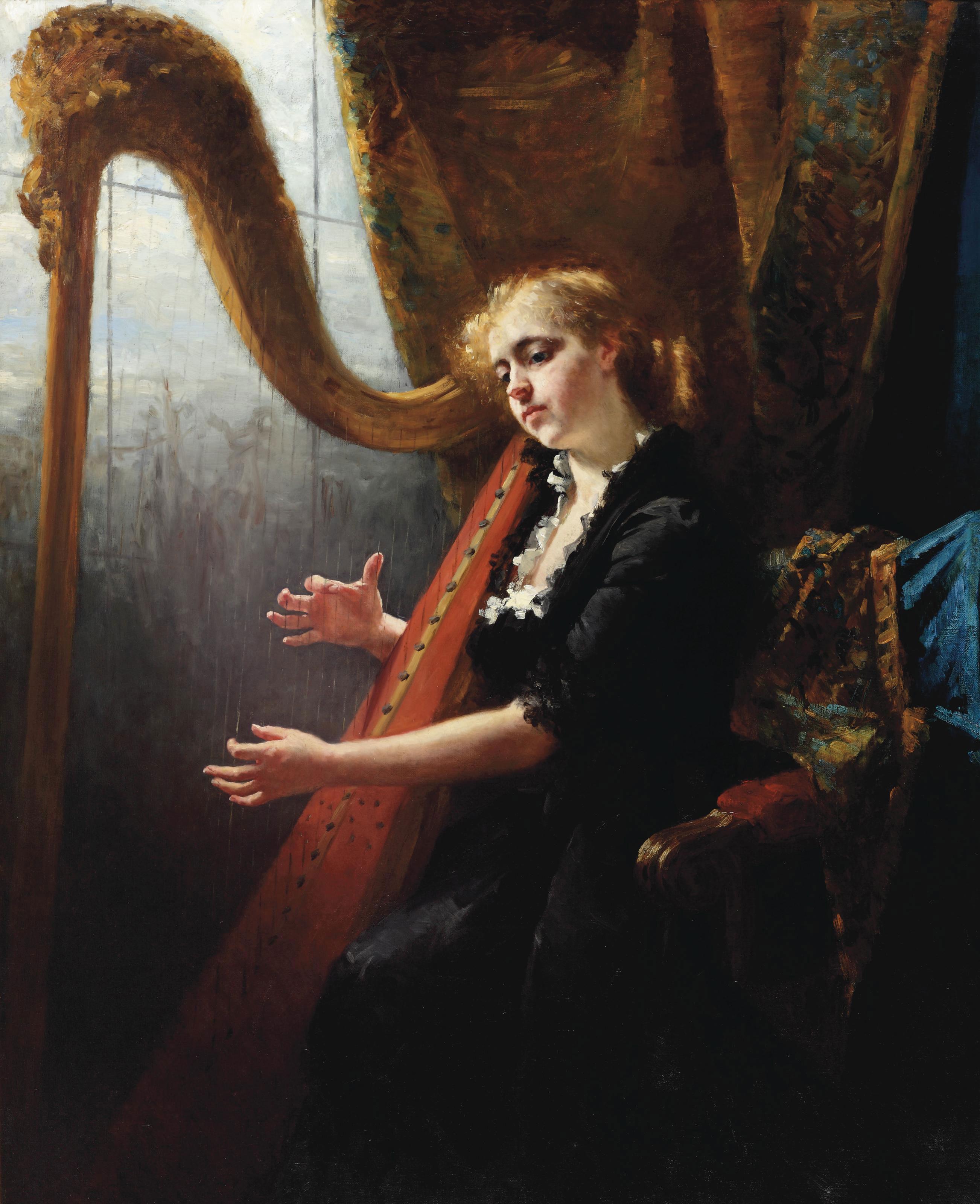 Thérèse Schwartze - Playing the harp