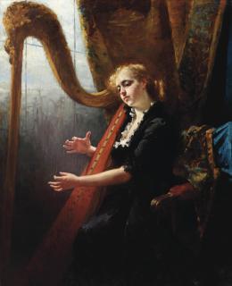 Thérèse Schwartze - Playing the harp