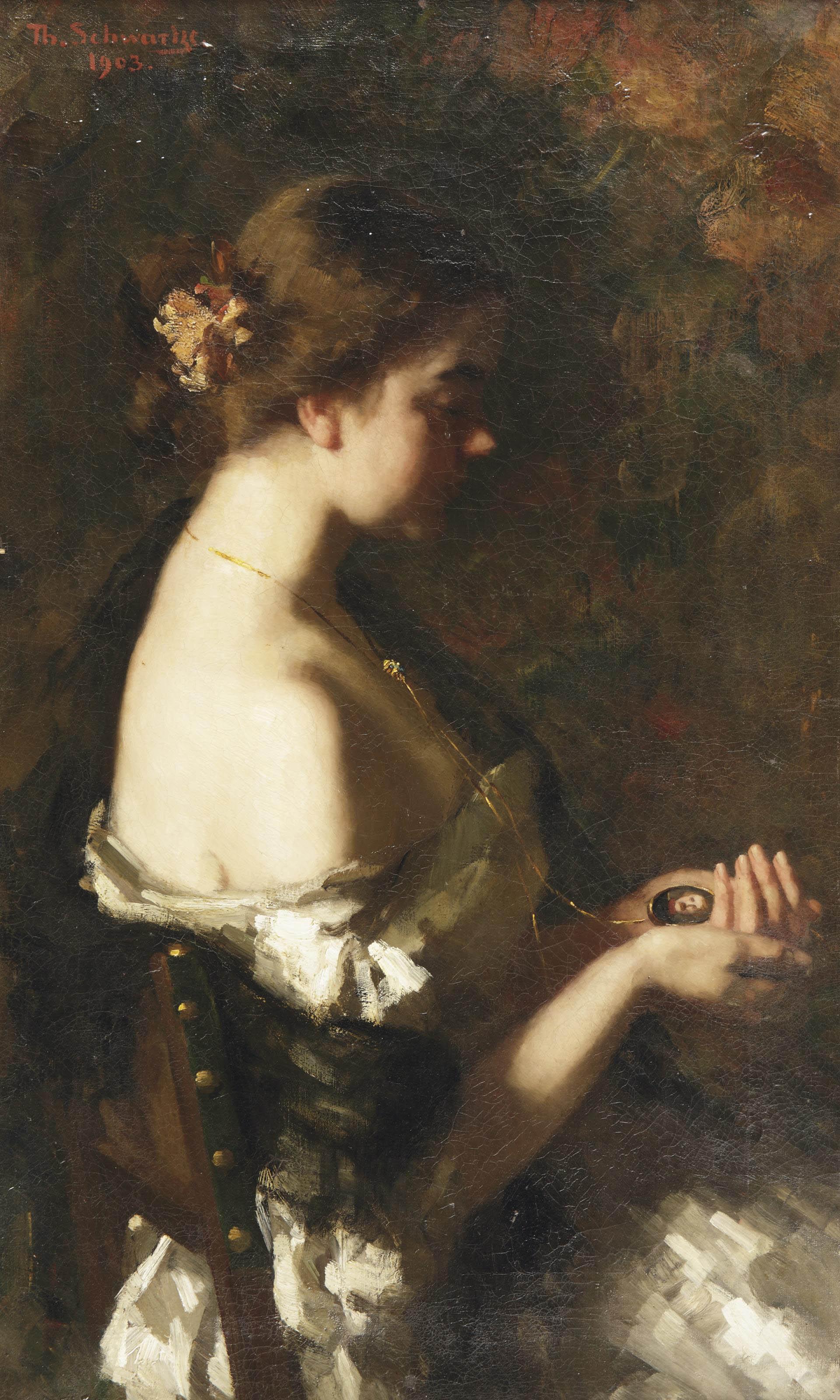 Thérèse Schwartze - Verloren; girl with a medallion