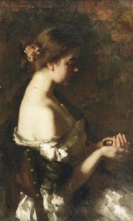 Thérèse Schwartze - Verloren; girl with a medallion