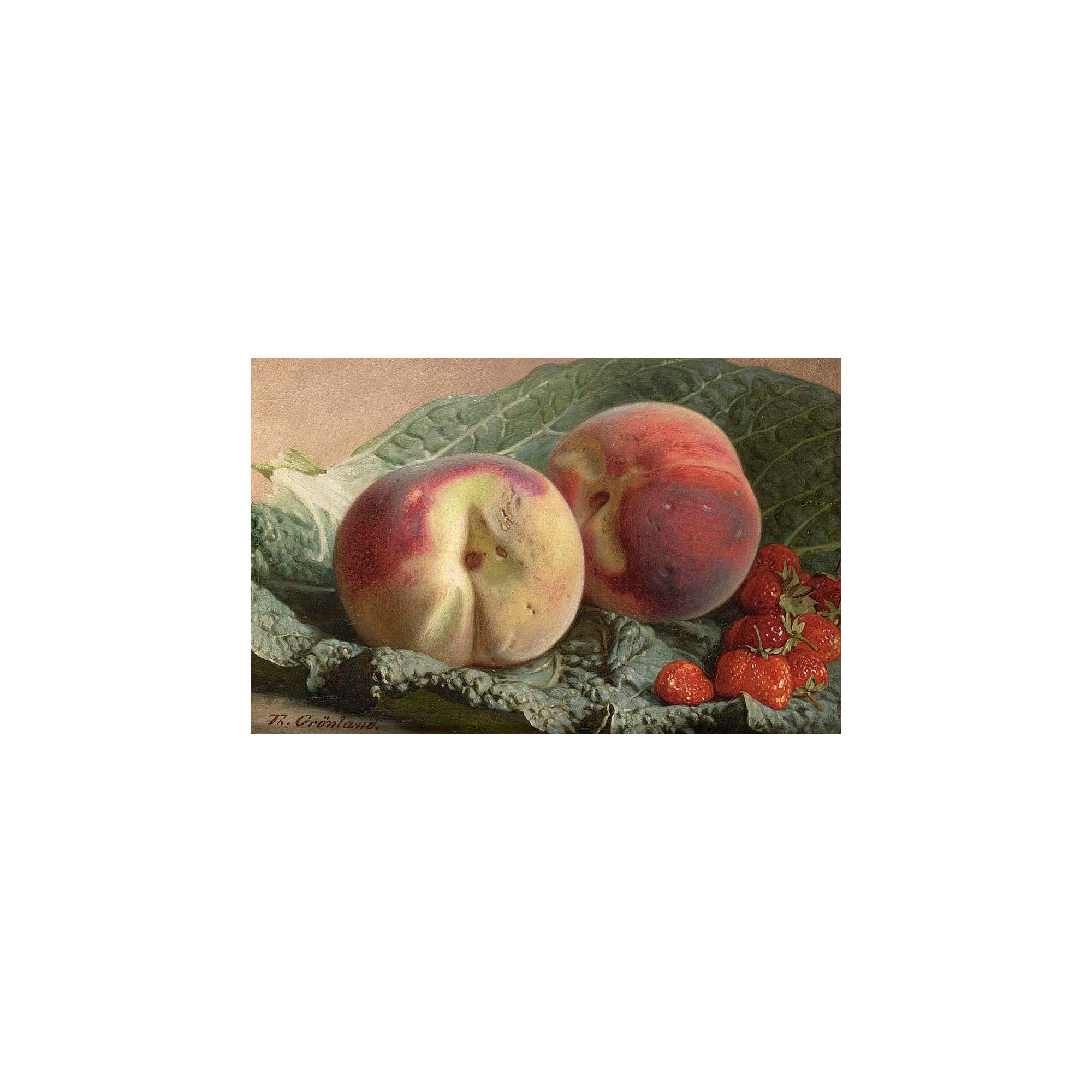 Theude Grönland - A Still Life With Peaches And Strawberries