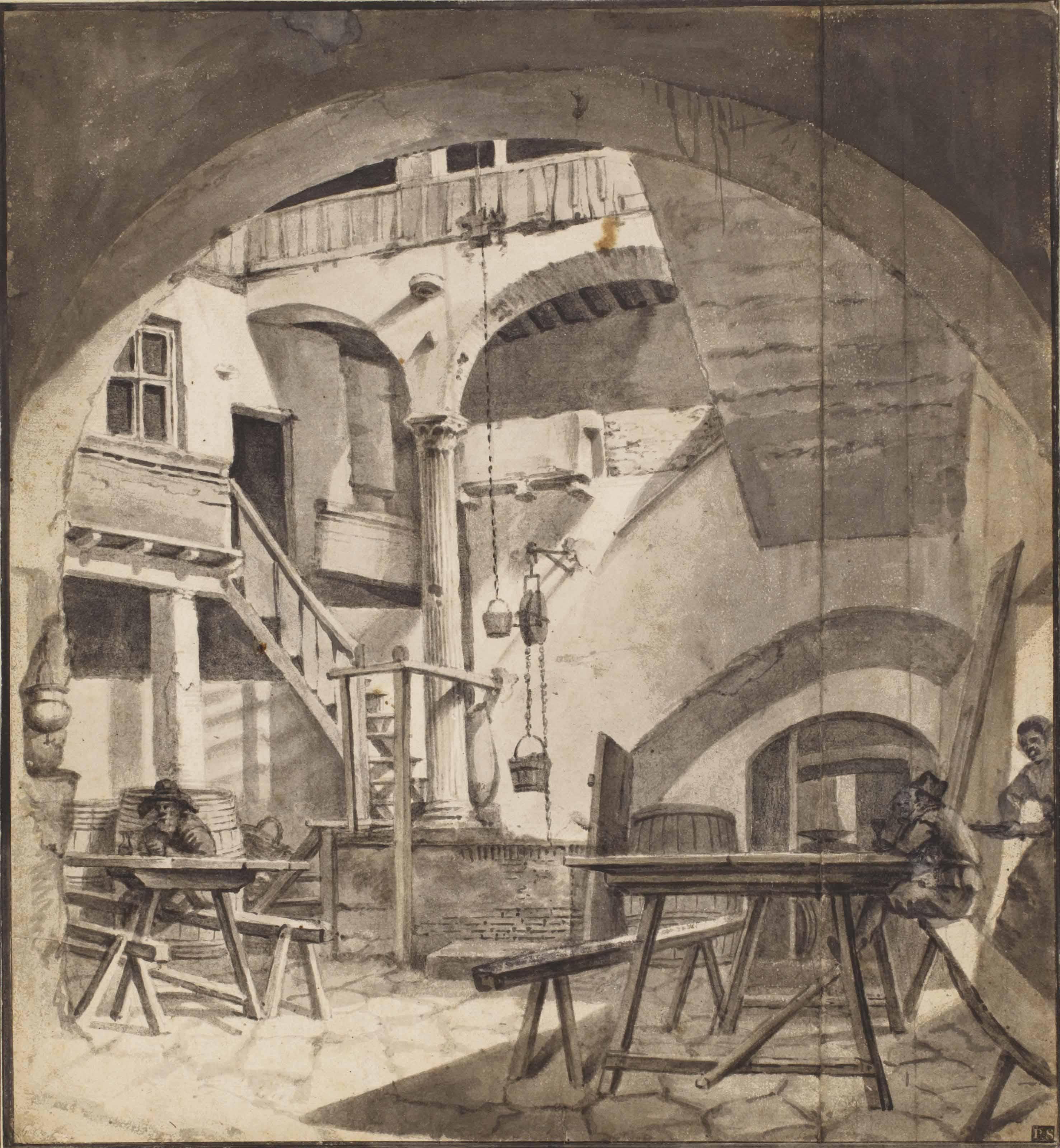 Thomas Adriaensz. Wyck - The Courtyard Of An Italian House, Perhaps A Tavern