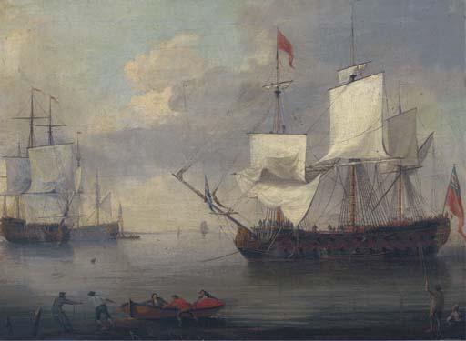Thomas Allen - Airing ship - warships of the fleet lying at anchor offshore