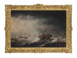 Thomas Allen - Men-o\'war caught in a violent storm