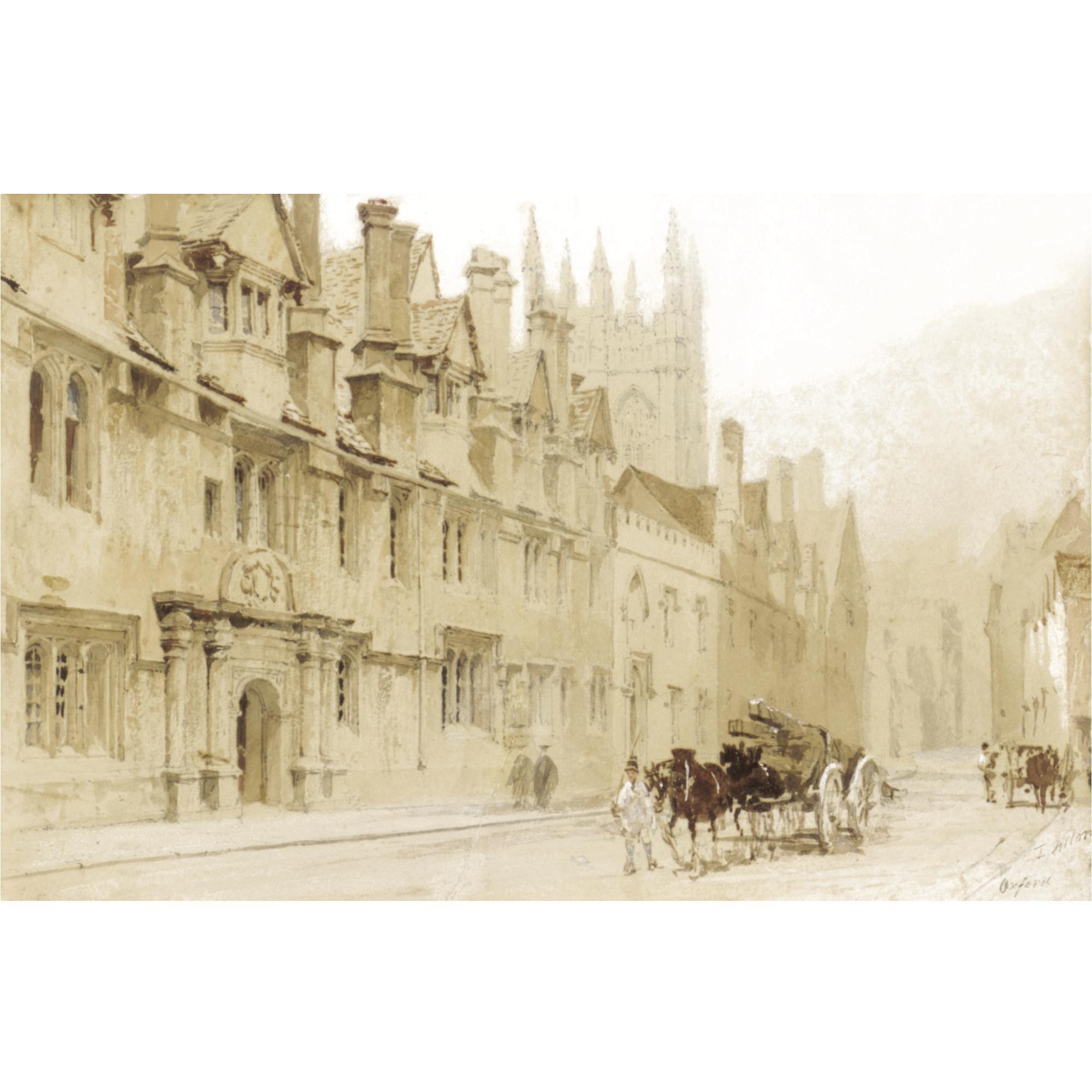 Thomas Allom - A Street Scene In Oxford