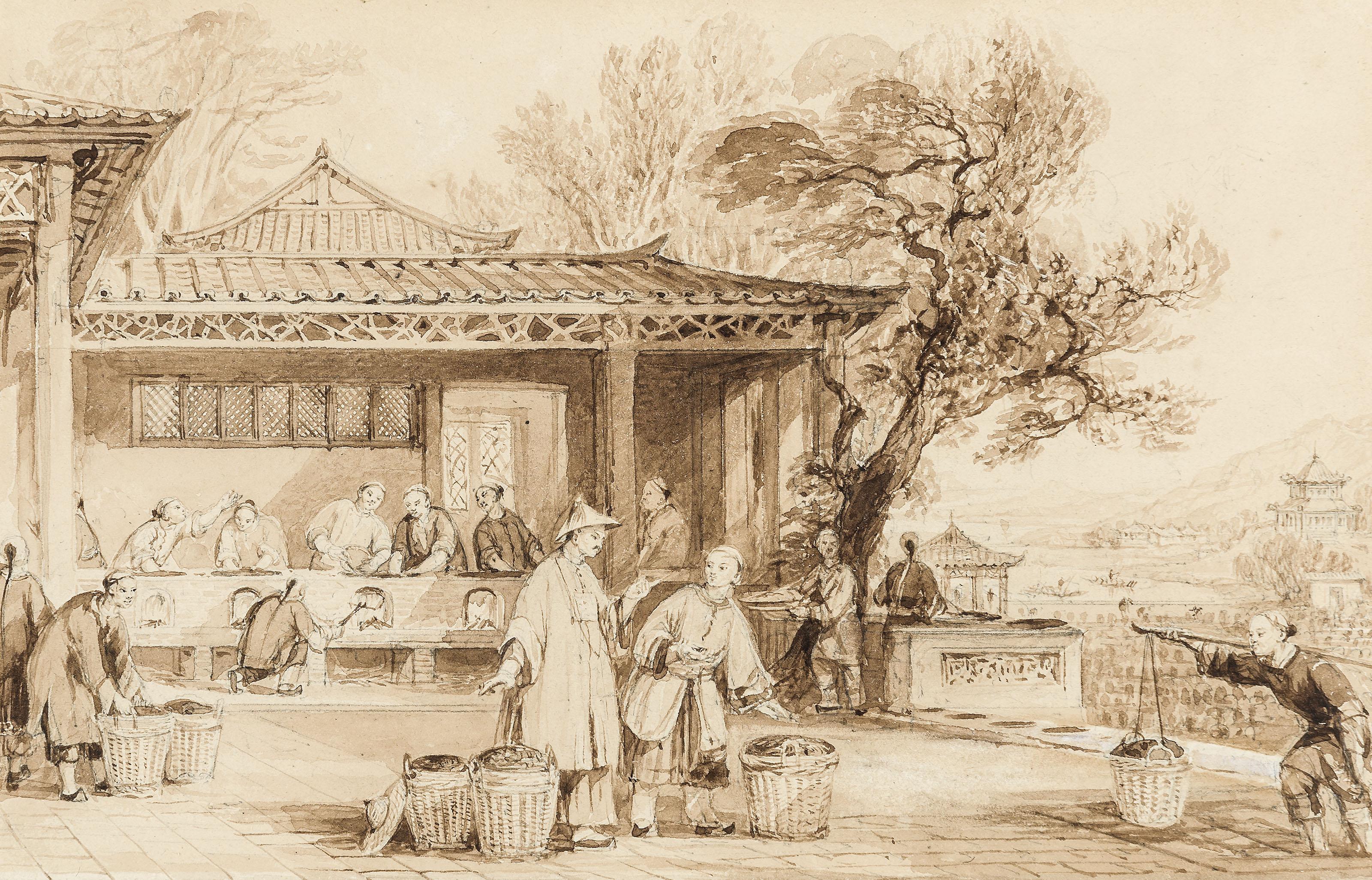 Thomas Allom - The Culture and Preparation of Tea; and Whampoa, from Dane\'s Island