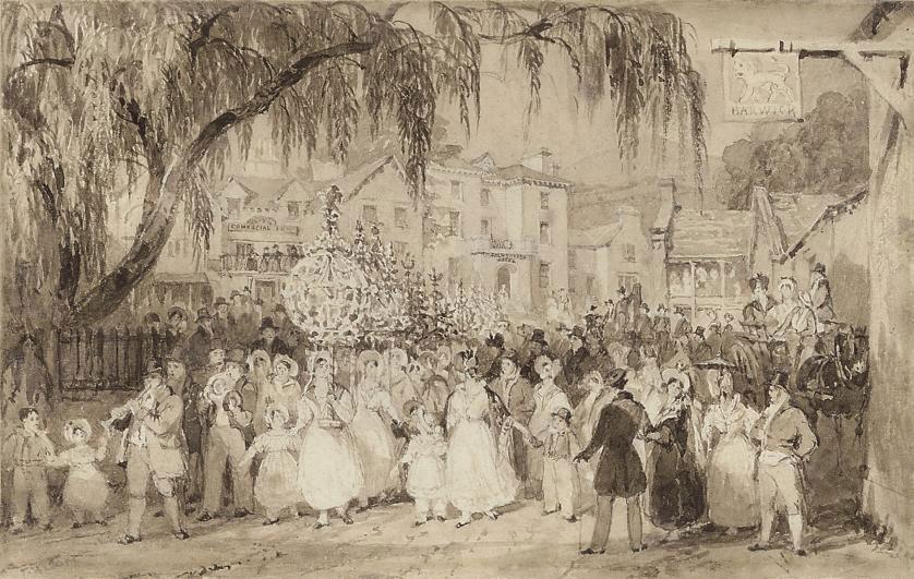 Thomas Allom - The rush-bearing at Ambleside, Westmorland