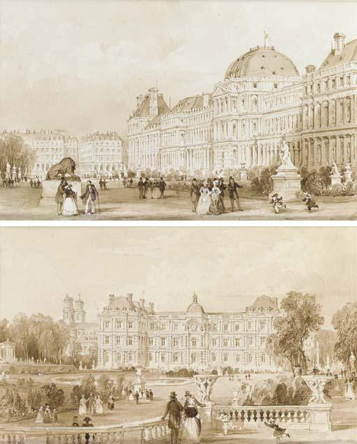 Thomas Allom - Two views of Paris: The Palace of the Tuileries; and The garden front of the Luxembourg Palace
