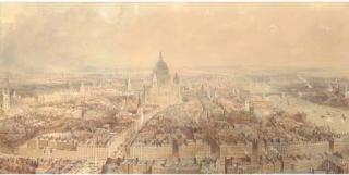 Thomas Allom - View of London From The Steeple of St Bride\'S Church, Fleet Street Looking Towards St Paul\'S Cathedral