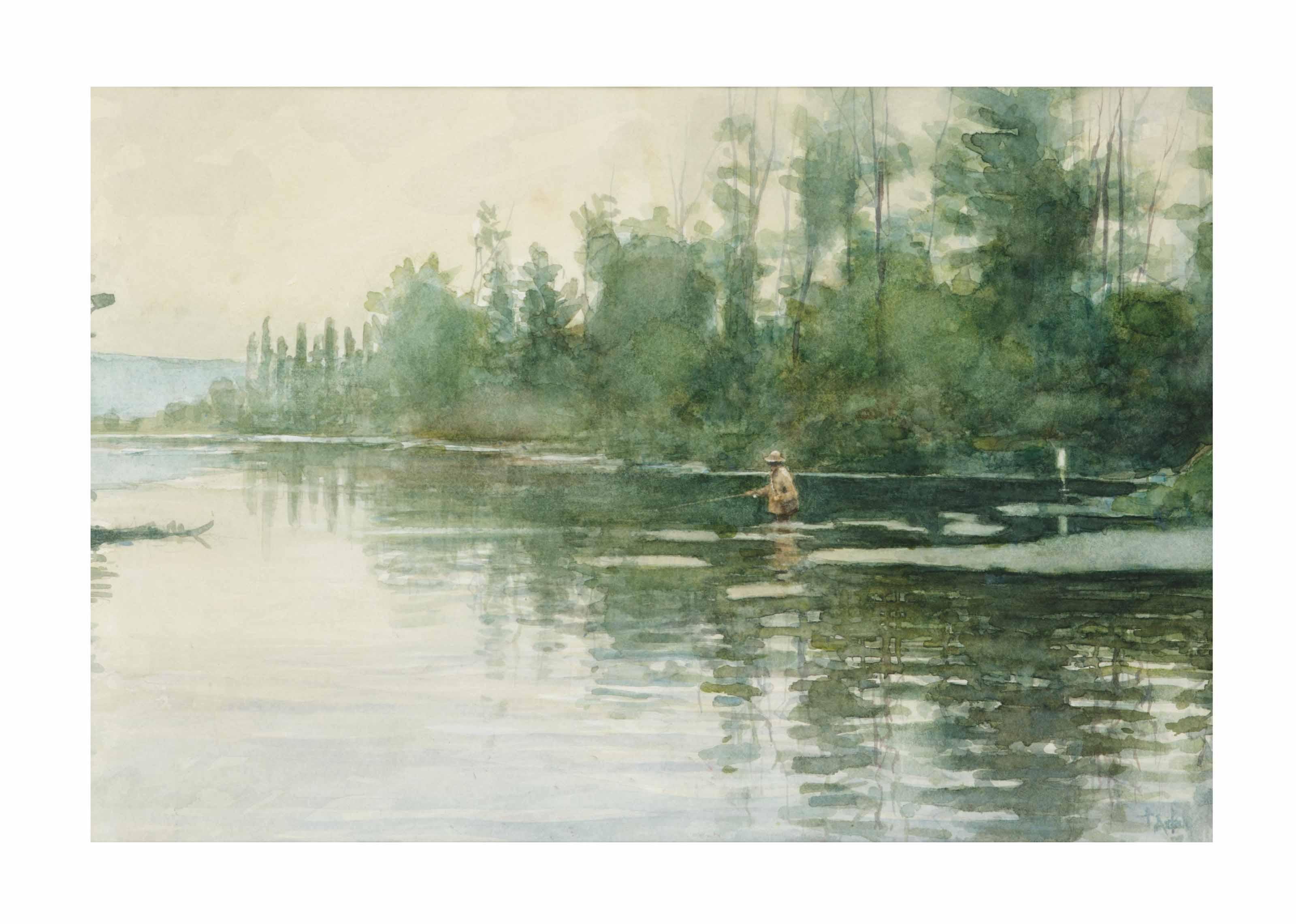 Thomas Aquinas Daly - Fisherman in a stream