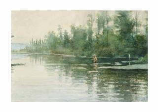 Thomas Aquinas Daly - Fisherman in a stream