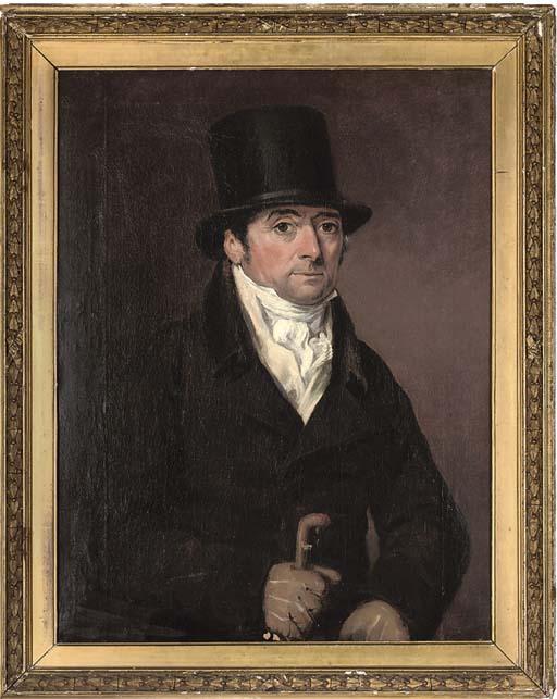 Thomas Arrowsmith - Portrait of Frank Buckle (1766-1832), half-length, in a brown coat and white stock