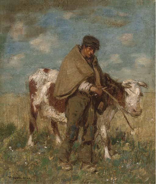 Thomas Austen Brown, R.I., A.R.S.A. - Herd And Cow