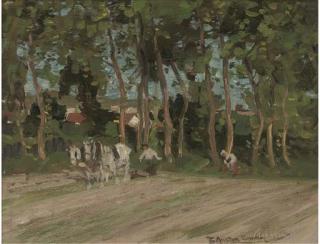 Thomas Austen Brown, R.I., A.R.S.A. - In A Market Garden