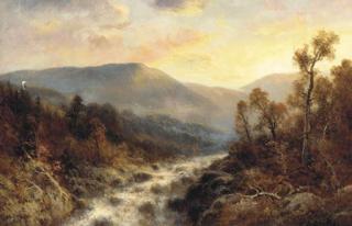 Thomas Bailey Griffin - Rushing rapids in a river landscape