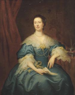 Thomas Bardwell - Portrait Of A Lady, Seated, Three-Quarter-Length, In A Blue Dress With Lace, And Holding A Letter