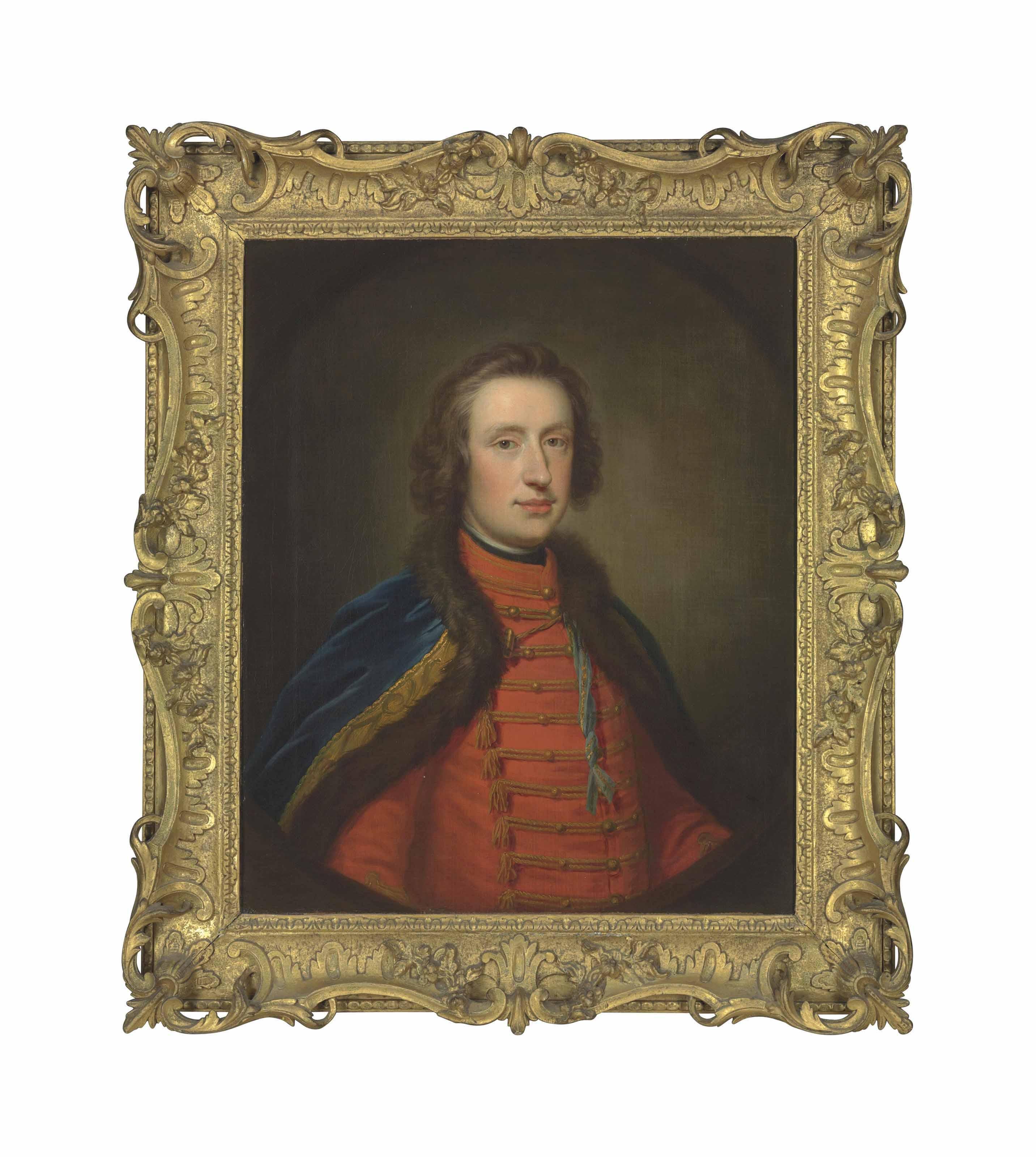 Thomas Bardwell - Portrait of Francis Scott, Earl of Dalkeith (1721-1750), half-length, in Hussar uniform, in a feigned oval