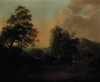 Thomas Barker Of Bath - An extensive wooded landscape with drovers and cattle in the foreground