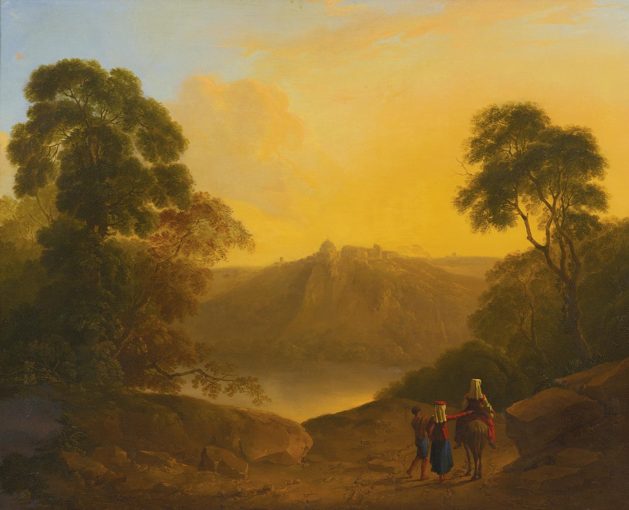 Thomas Barker Of Bath - An Italianate Landscape With Travellers